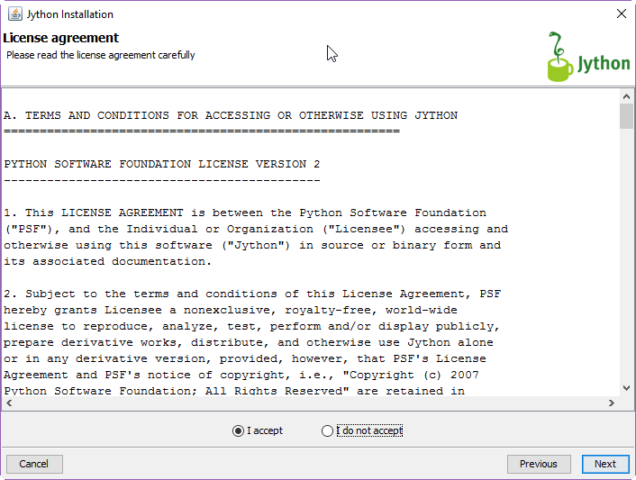 Jython License Agreement